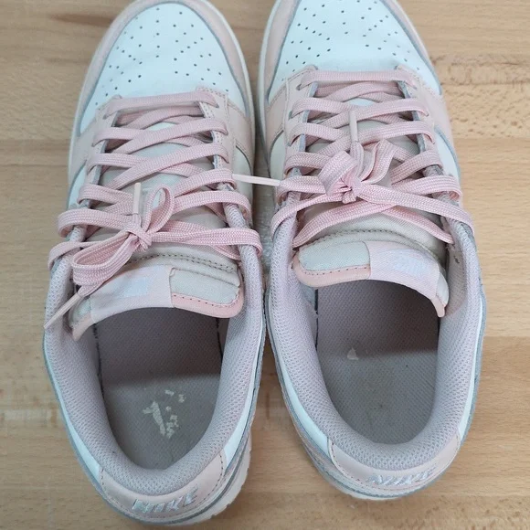 Nike-style Women's Dunk Low Top Sneakers in Light Pink and White Used Size 10 - Picture 8 of 12